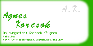 agnes korcsok business card